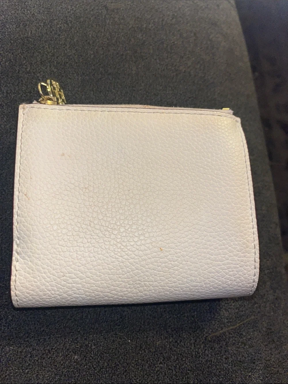 TORY BURCH WALKER CARD CASE WHITE PEBBLED LEATHER COMPACT WALLETT